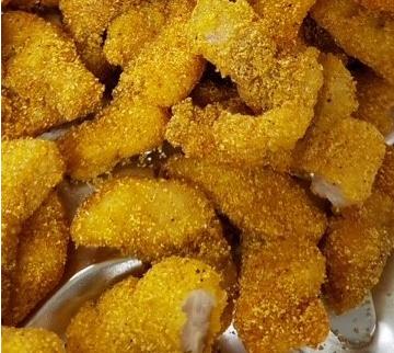 Fried catfish strips made with 20% catfish bone powder in the breading mix. (Photo by Silvia Murillo)