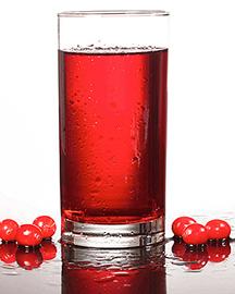 A glass of cranberry juice 