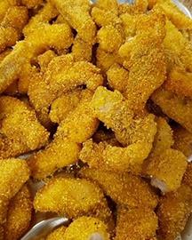 Fried catfish nuggets.