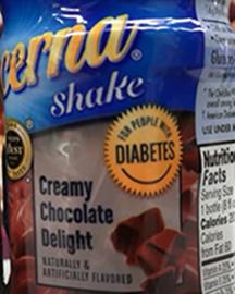 A bottle of a chocolate flavored Glucerna shake which contains sucromalt as an ingredient 