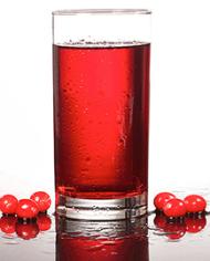 A glass of cranberry juice 