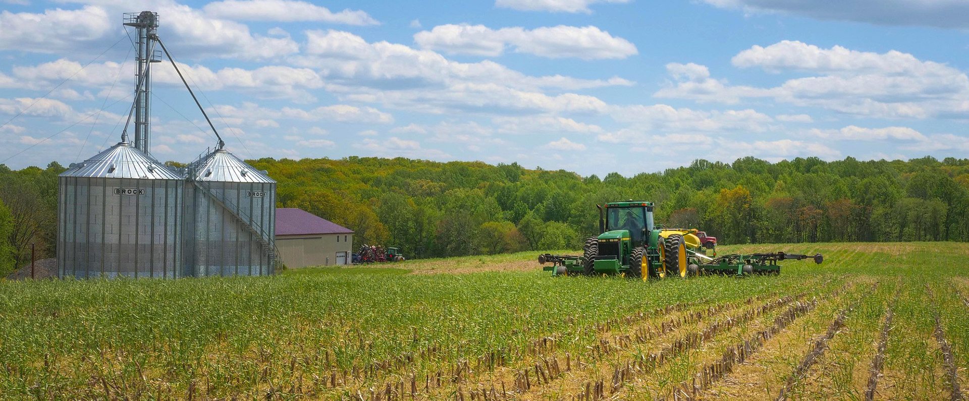 A tractor in a field