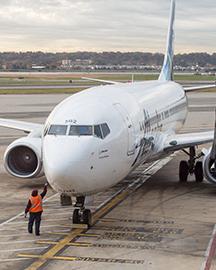 Airplane at the airport. 